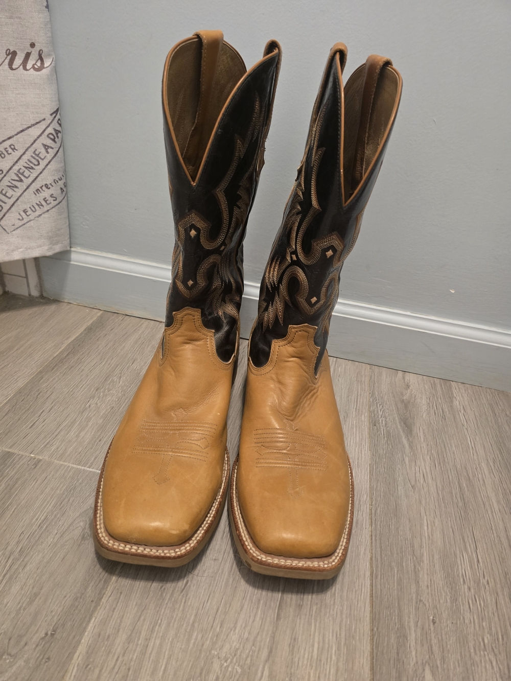 Ariat Tan Vamp with Dark Brown Embroidered Shaft Western Boots